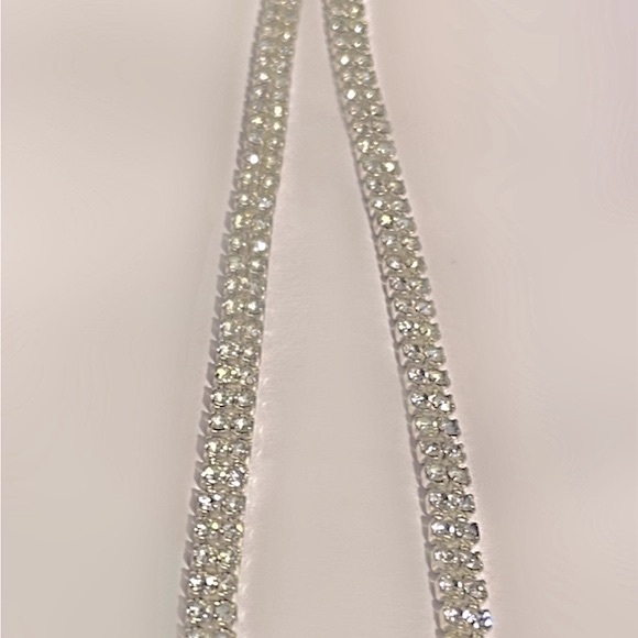 DAZZLING DOUBLE LAYER RHINESTONE TENNIS CHAIN CHOKER NECKLACE - Picture 4 of 4